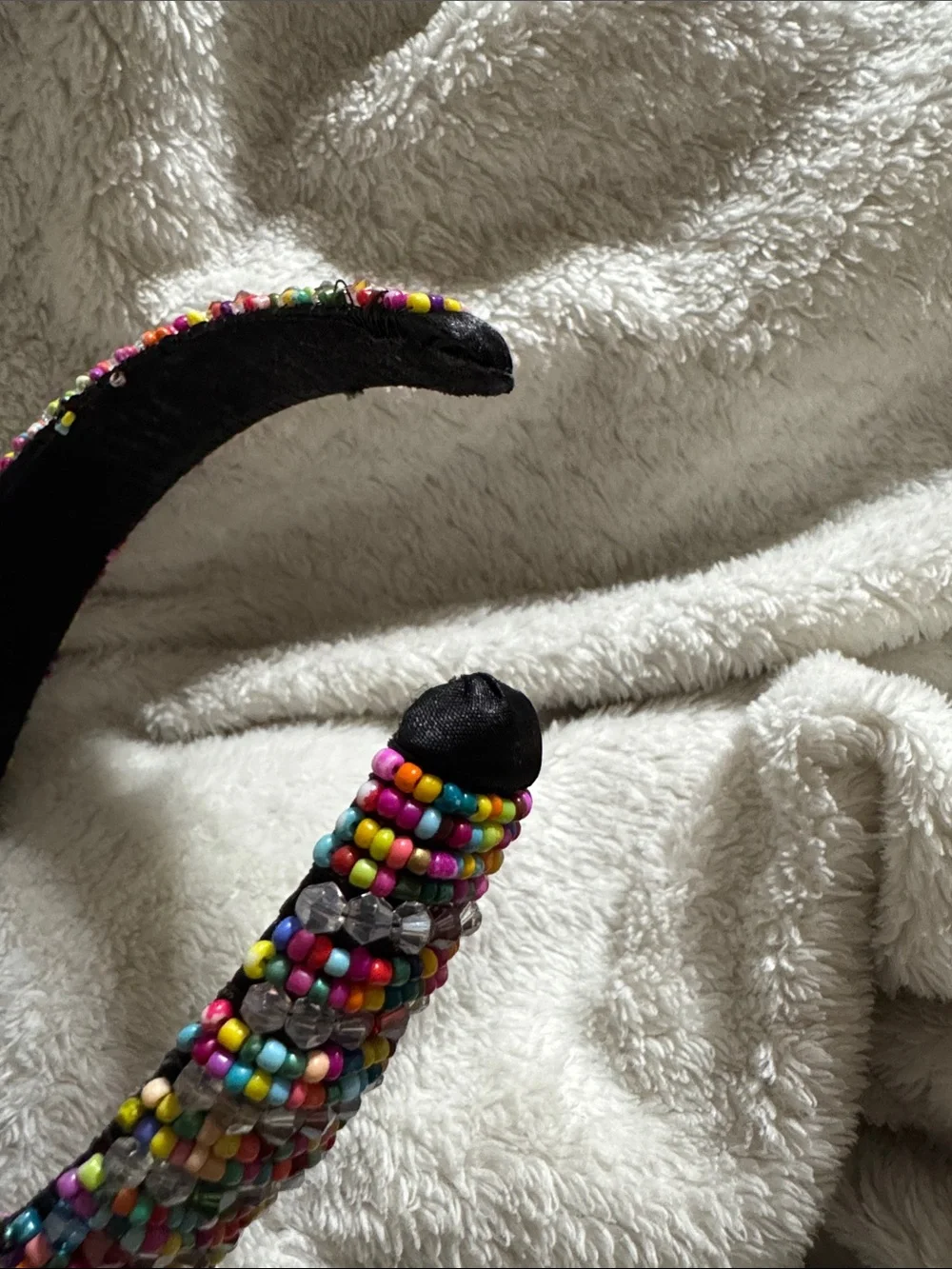 Chunky Beaded Multicolor and Gold Embellished Padded Headbands - Set of 2